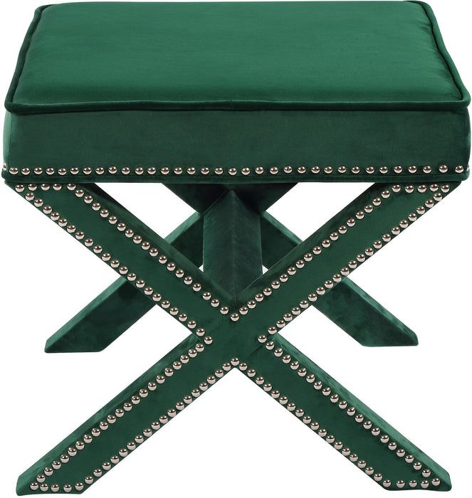 Nixon Green Velvet Ottoman/Bench