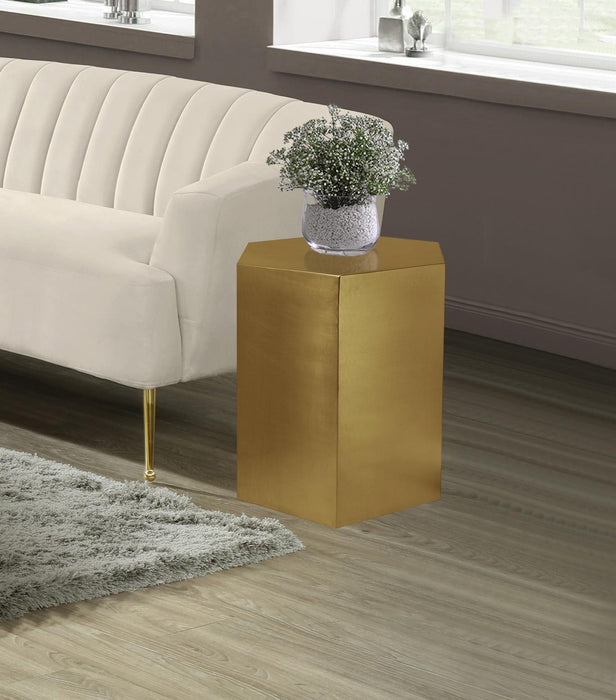 Hexagon Brushed Gold End Table