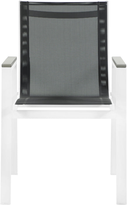 Nizuc Black Mesh Waterproof Fabric Outdoor Patio Aluminum Mesh Dining Arm Chair