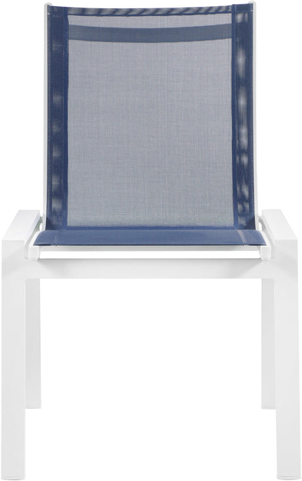 Nizuc Navy Mesh Waterproof Fabric Outdoor Patio Aluminum Mesh Dining Chair