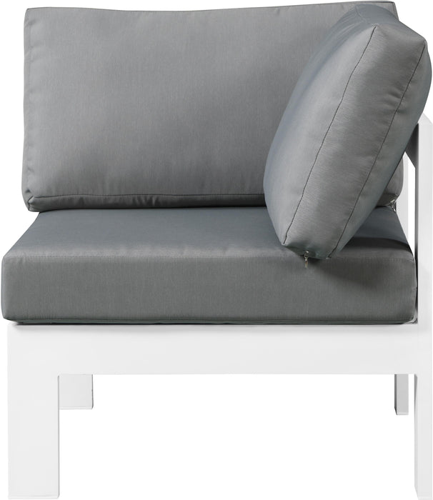 Nizuc Grey Waterproof Fabric Outdoor Patio Aluminum Corner Chair