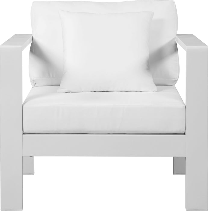 Nizuc White Waterproof Fabric Outdoor Patio Aluminum Arm Chair