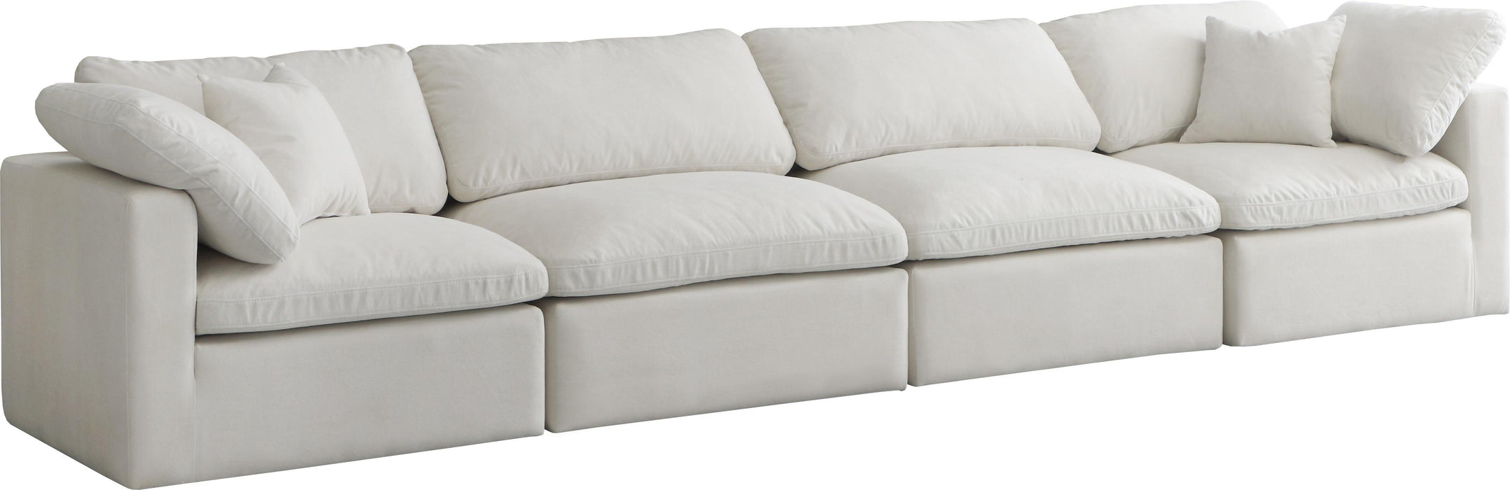 Plush Cream Velvet Standard Cloud Modular Sofa