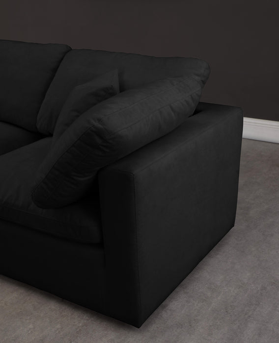 Plush Black Velvet Standard Cloud Modular Sofa