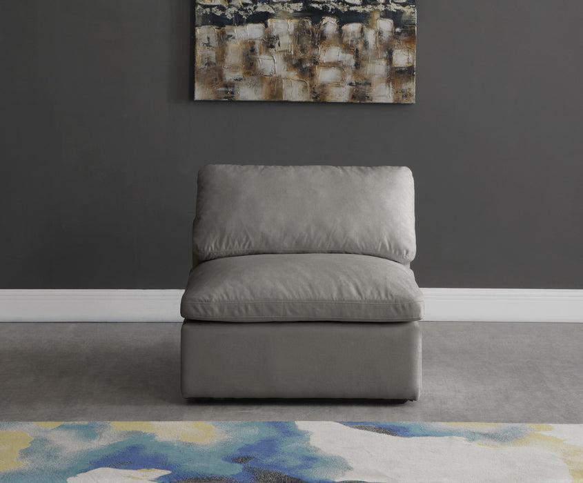 Plush Grey Velvet Standard Cloud Modular Armless Chair