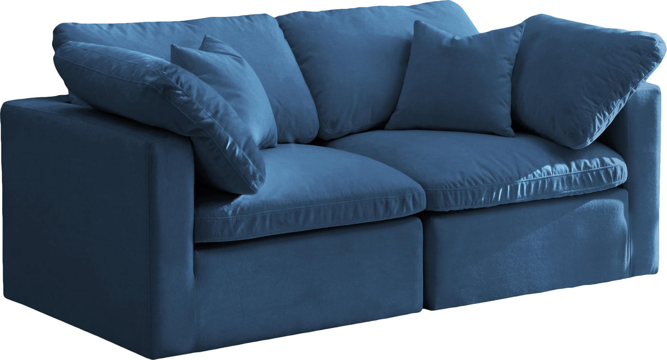 Plush Navy Velvet Standard Cloud Modular Sofa