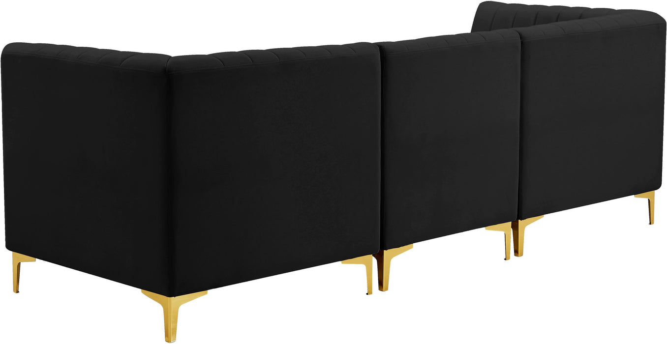 Alina Black Velvet Modular Sofa