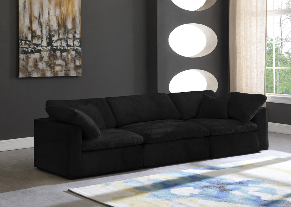 Cozy Black Velvet Cloud Modular Sofa