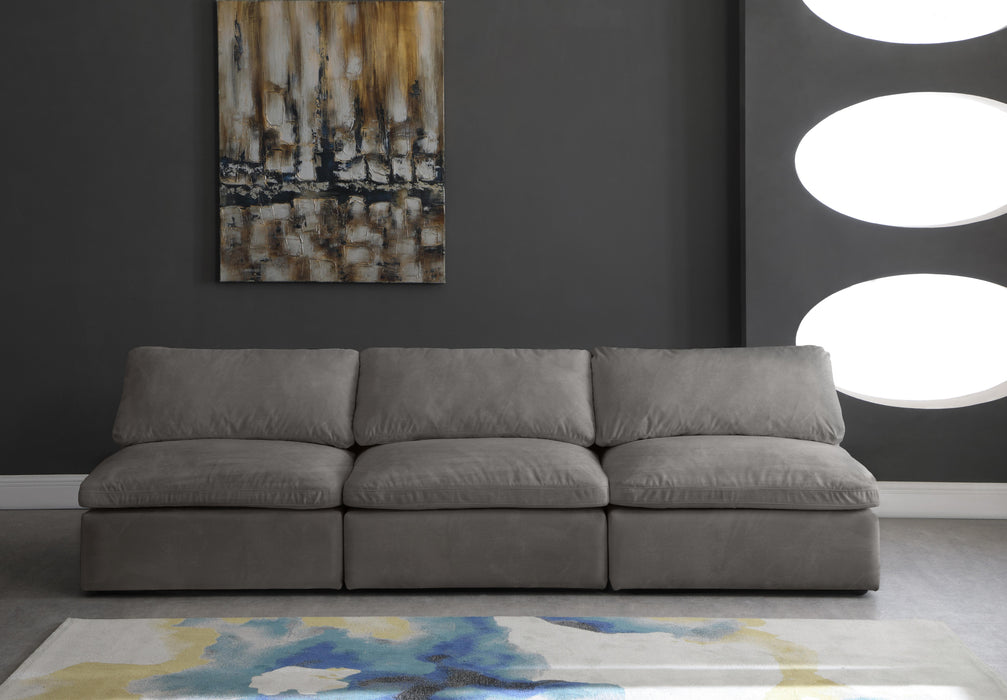 Cozy Grey Velvet Cloud Modular Armless Sofa