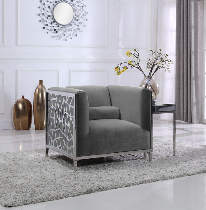 Opal Grey Velvet Chair