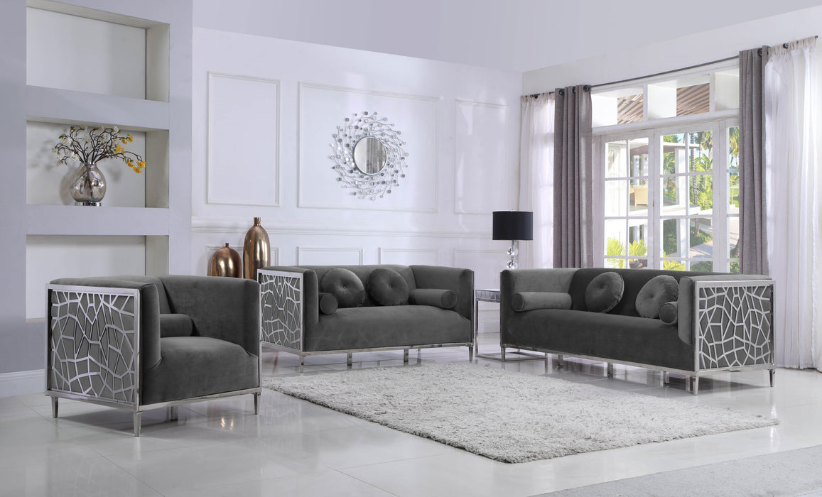 Opal Grey Velvet Sofa