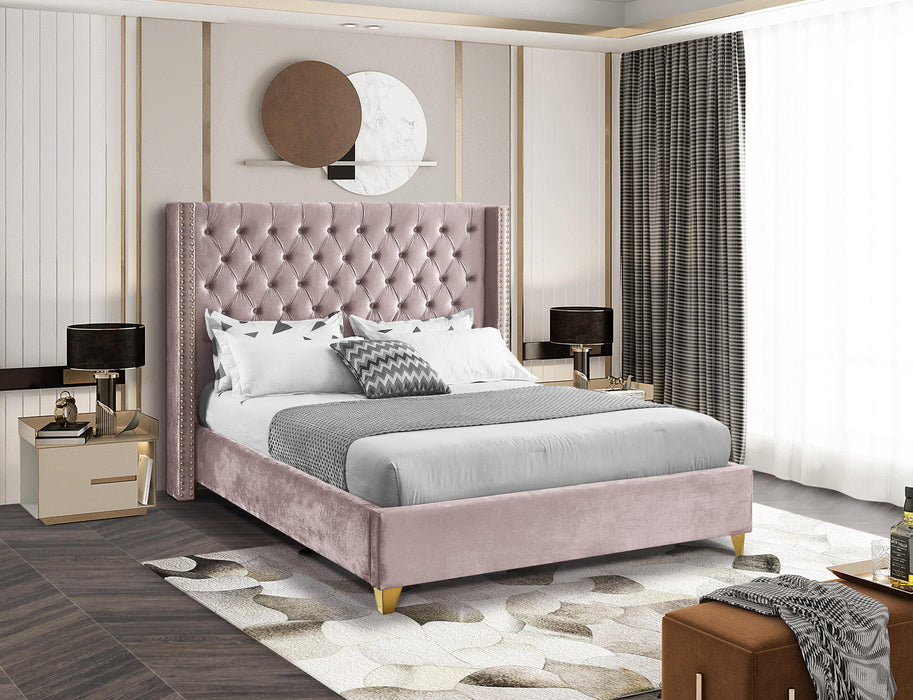 Barolo Pink Velvet Full Bed