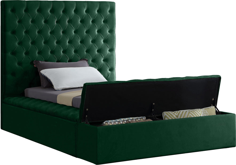 Bliss Green Velvet Twin Bed (3 Boxes)