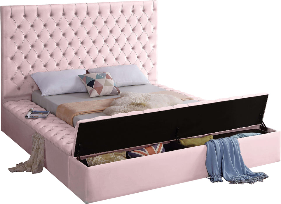 Bliss Pink Velvet King Bed (3 Boxes)