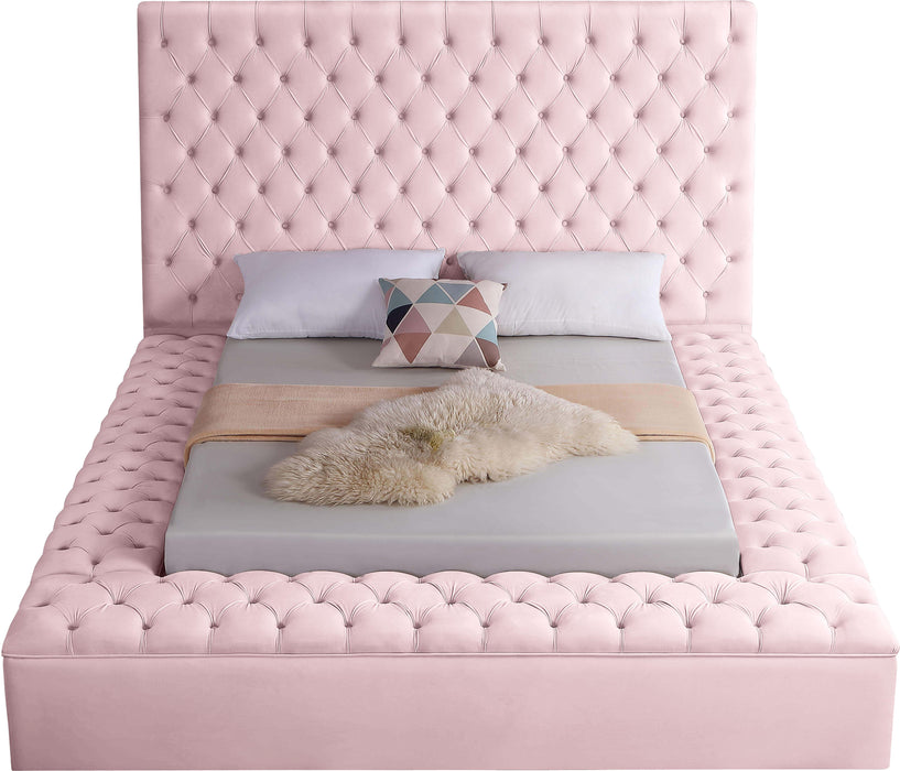 Bliss Pink Velvet King Bed (3 Boxes)