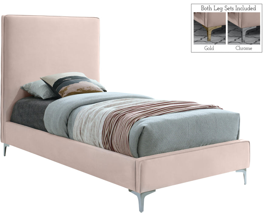 Geri Pink Velvet Twin Bed