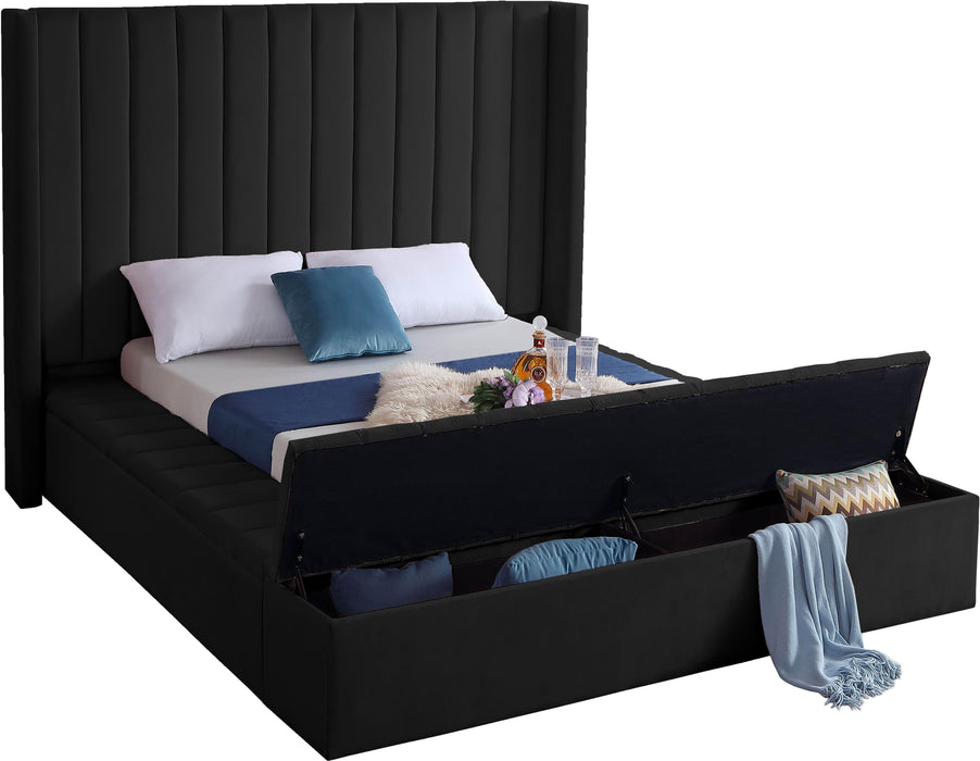 Kiki Black Velvet King Bed (3 Boxes)