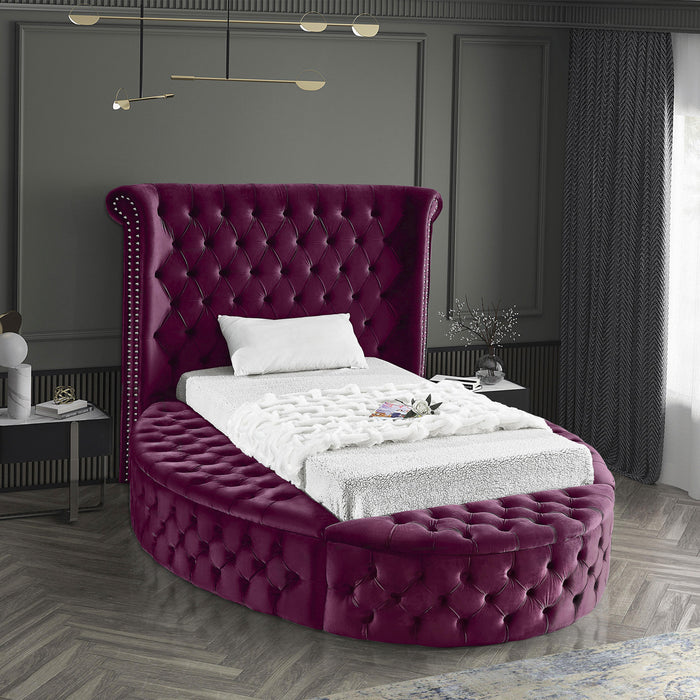 Luxus Purple Velvet Twin Bed