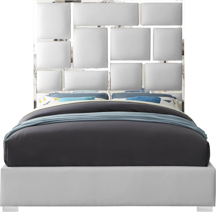 Milan White Faux Leather King Bed