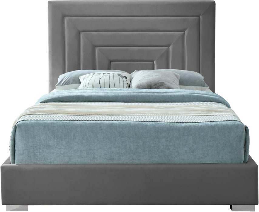 Nora Grey Velvet Full Bed
