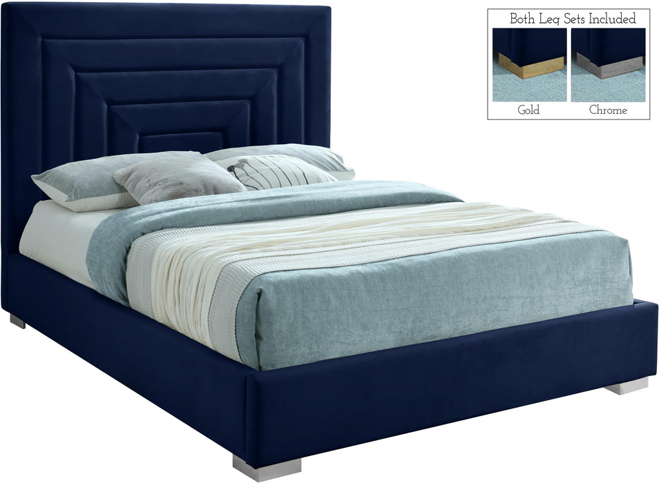 Nora Navy Velvet Queen Bed