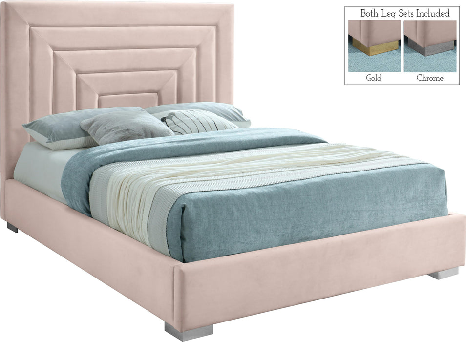 Nora Pink Velvet King Bed