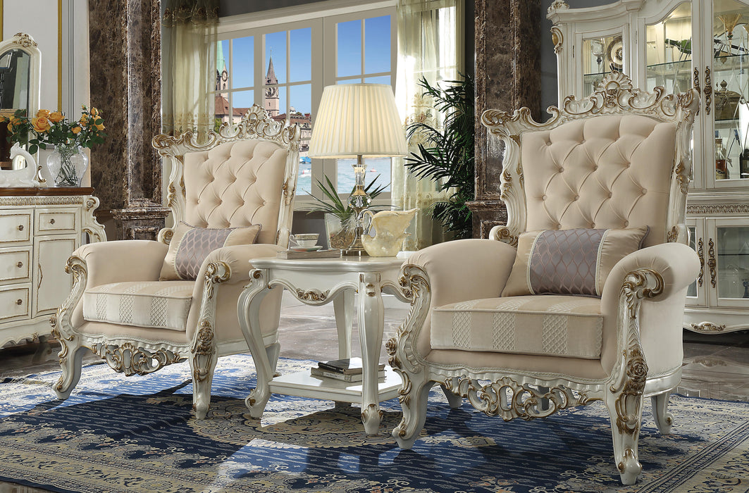 Picardy II Fabric & Antique Pearl Accent Chair & Pillow image
