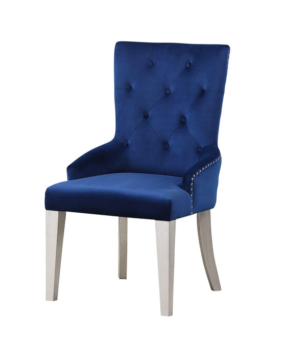 Varian Blue Fabric & Antique Platinum Side Chair (1Pc) image