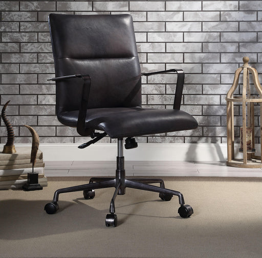 Indra Onyx Black Top Grain Leather Office Chair image