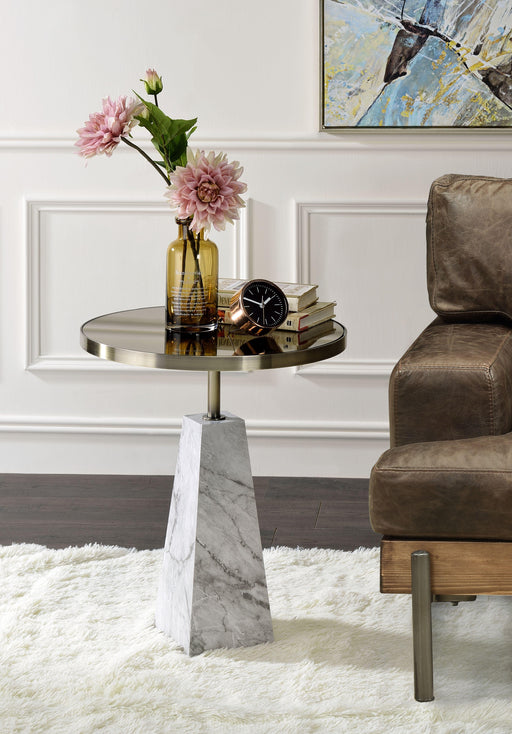 Galilahi Mirrored, Faux Marble & Antique Gold Side Table image