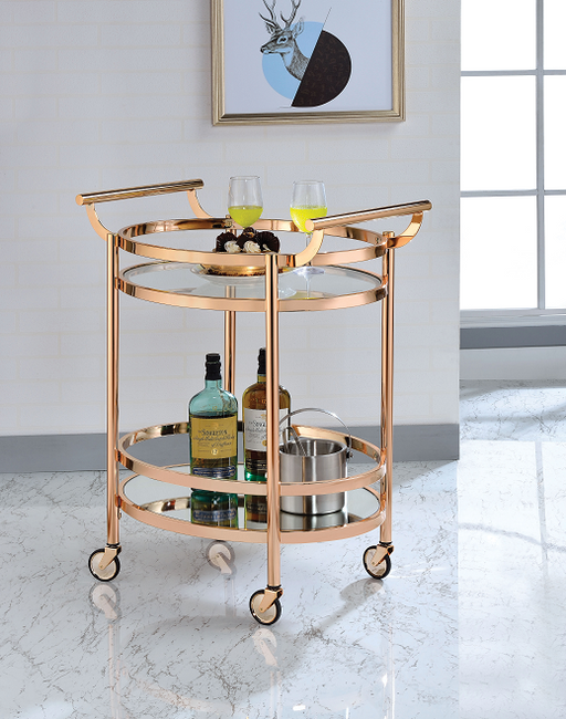 Lakelyn Rose Gold & Clear Glass Serving Cart image