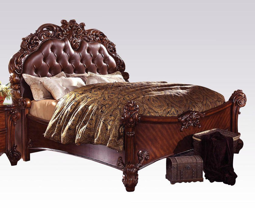 Acme Vendome Queen Panel Bed with Button Tufted Headboard in Cherry 22000Q image