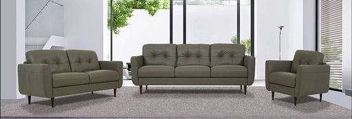 Radwan Pesto Green Leather 3-Piece Living Room Set image