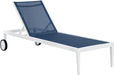 Nizuc Navy Mesh Waterproof Fabric Outdoor Patio Aluminum Mesh Chaise Lounge Chair image