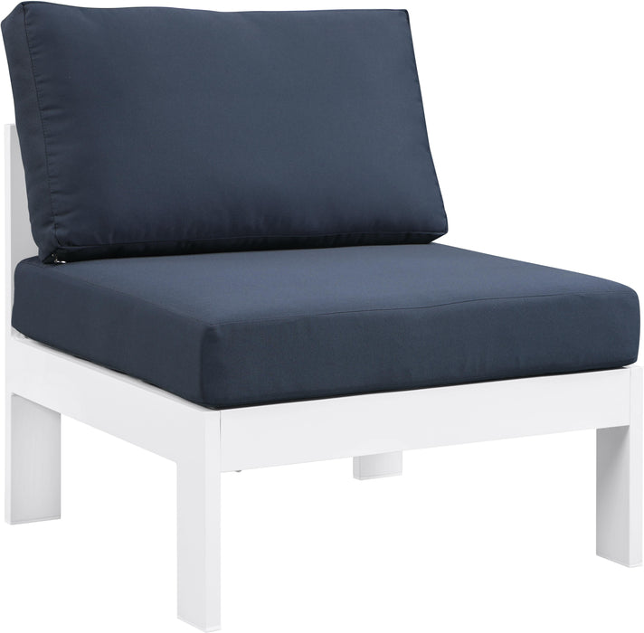Nizuc Navy Waterproof Fabric Outdoor Patio Aluminum Armless Chair image