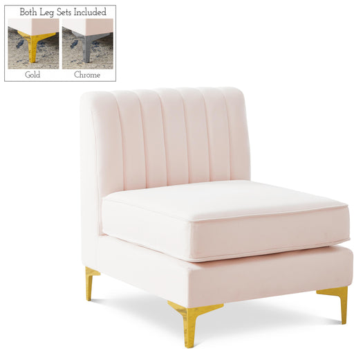 Alina Pink Velvet Armless Chair image