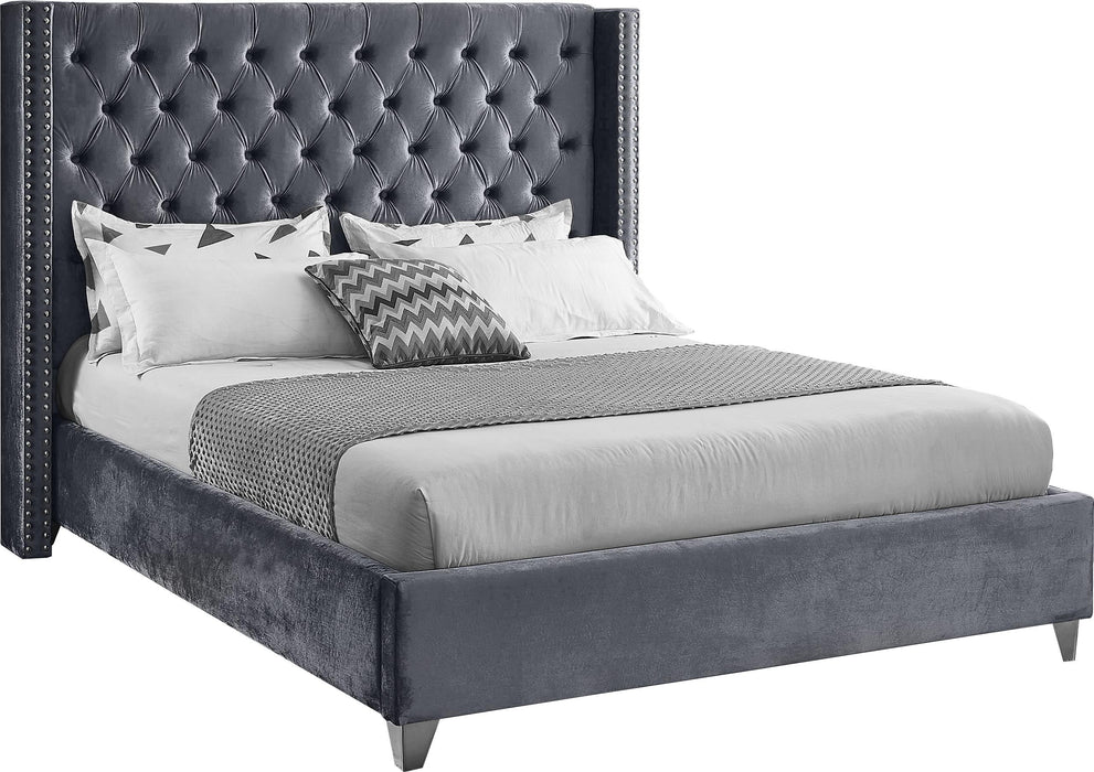 Aiden Grey Velvet Full Bed image