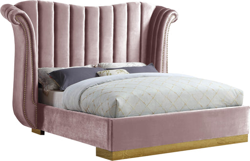 Flora Pink Velvet King Bed (3 Boxes) image