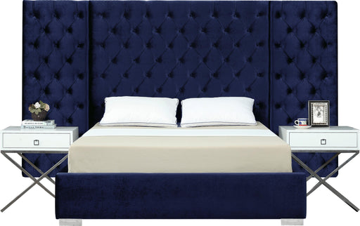Grande Navy Velvet King Bed (3 Boxes) image