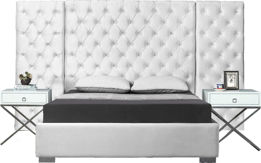 Grande White Velvet King Bed (3 Boxes) image