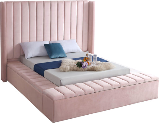 Kiki Pink Velvet Full Bed (3 Boxes) image