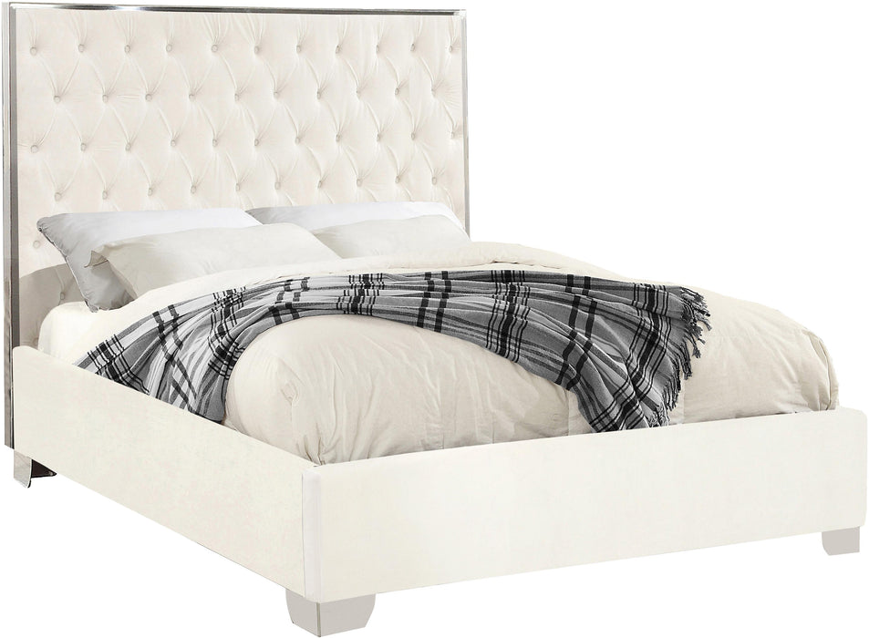 Lexi White Velvet Full Bed image