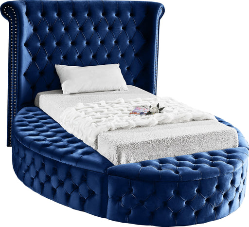 Luxus Navy Velvet Twin Bed (3 Boxes) image