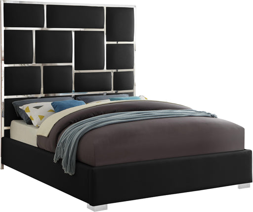 Milan Black Faux Leather Queen Bed image