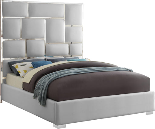 Milan White Faux Leather Queen Bed image