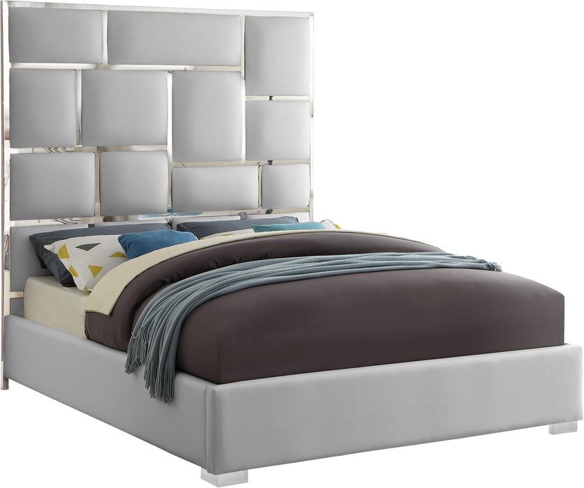 Milan White Faux Leather King Bed image