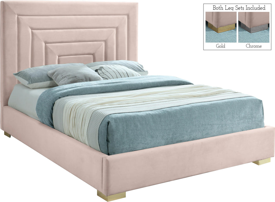 Nora Pink Velvet Queen Bed image